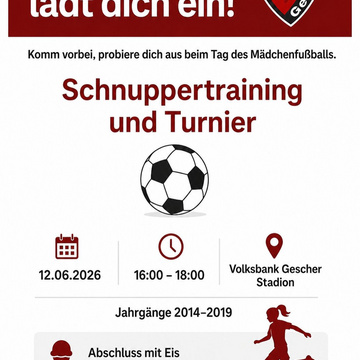 ***Tag des Mädchenfußballs - wir sind dabei***
⏰ Am 12.06. von 16:00 bis 18:00 Uhr
📍 Volksbank Gescher Stadion
🗓️... ***Tag des Mädchenfußballs - wir sind dabei***
⏰ Am 12.06. von 16:00 bis 18:00 Uhr
📍 Volksbank Gescher Stadion
🗓️...