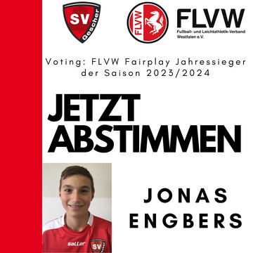 ***Voting: FLVW Fairplay Jahressieger der Saison***

Stimmt jetzt für Jonas ab unter https://fairplay-im-flvw.de/ 

⚽️
...
