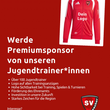 Premiumsponsor gesucht 👀
Hinter jeder erfolgreichen Jugendmannschaft stehen engagierte Menschen, die Woche für Woche... Premiumsponsor gesucht 👀
Hinter jeder erfolgreichen Jugendmannschaft stehen engagierte Menschen, die Woche für Woche...