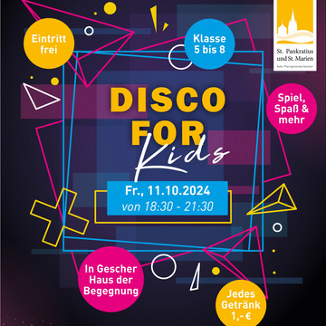 🎉🎶 Disco for Kids in Gescher! 🎶🎉

Am Freitag, 11.10.24 von 18:30 bis 21:30 Uhr steigt die Party für alle Kinder der...