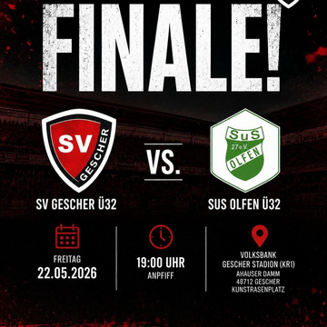 POKALFINALE Ü32 🔥
Unsere Ü32 kämpft um den Pokalsieg. Und dafür brauchen wir EUCH! ⚫🔴
⚽ SV Gescher Ü32 : SuS Olfen Ü32... POKALFINALE Ü32 🔥
Unsere Ü32 kämpft um den Pokalsieg. Und dafür brauchen wir EUCH! ⚫🔴
⚽ SV Gescher Ü32 : SuS Olfen Ü32...